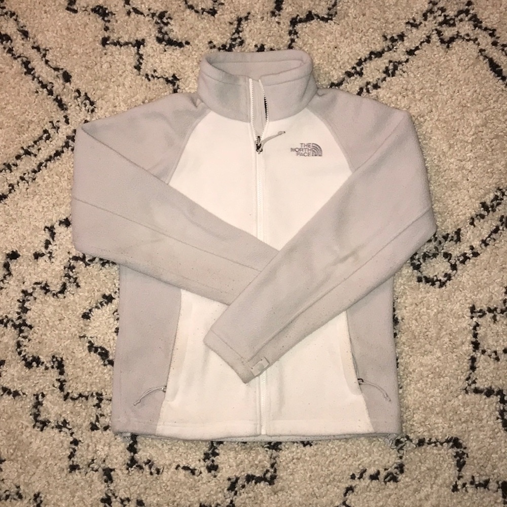 White/Gray North Face Fleece